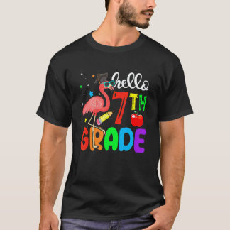 Hello Seventh Grade Flamingo Back To School Teache T-Shirt