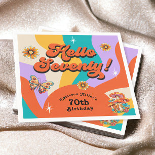 Hello Seventy Groovy 70's Birthday Party Napkin