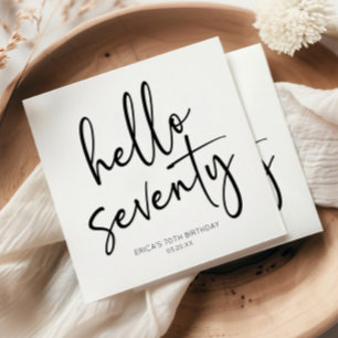 Hello Seventy Minimalist 70th Birthday Party Napkin