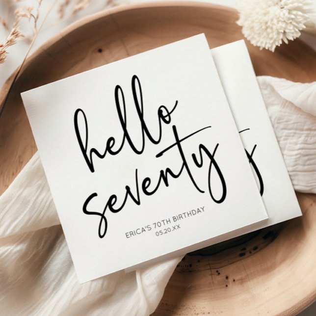 Hello Seventy Minimalist 70th Birthday Party Napkin (Creator Uploaded)