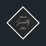 Hello Seventy | Modern Black 70th Birthday Party Napkin<br><div class="desc">This custom paper napkin will add stylish detail to your 70th birthday celebration. This design features modern typography "Hello Seventy" with custom text. Matching invitations and party supplies are available in my shop BaraBomDesign.</div>