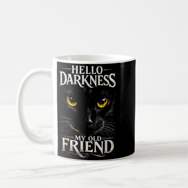 Hello Shadows Funny Black Cat Lover Coffee Mug (Left)