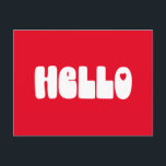 Hello Simple Retro Typography Greeting in Red Postcard<br><div class="desc">Hello. Simple Retro Typography Greeting in Red Postcard</div>