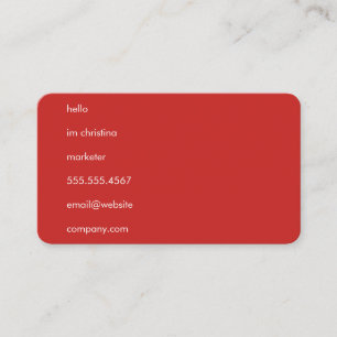 Hello Simple Text Red Business Card