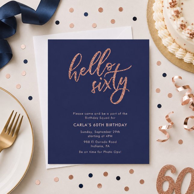 Hello Sixty 60th Birthday Invitation (Creator Uploaded)