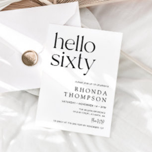 Hello Sixty Classic Simple 60th Birthday Invitation