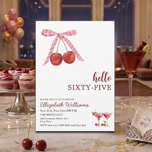 Hello Sixty Five Cherry Martini Birthday Party Invitation