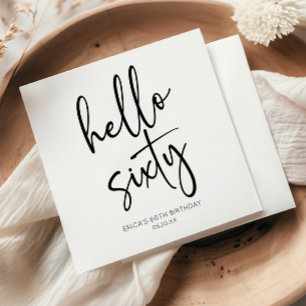 Hello Sixty Minimalist 60th Birthday Party Napkin