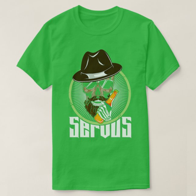 Hello Skull With Beard Hat Sunglasses T-Shirt (Design Front)