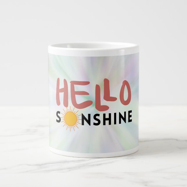 Hello Sonshine, Sun Rays, Summer vibes Large Coffee Mug (Front)