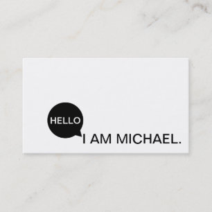 Hello Speech Bubble Casual Modern Black & White Business Card