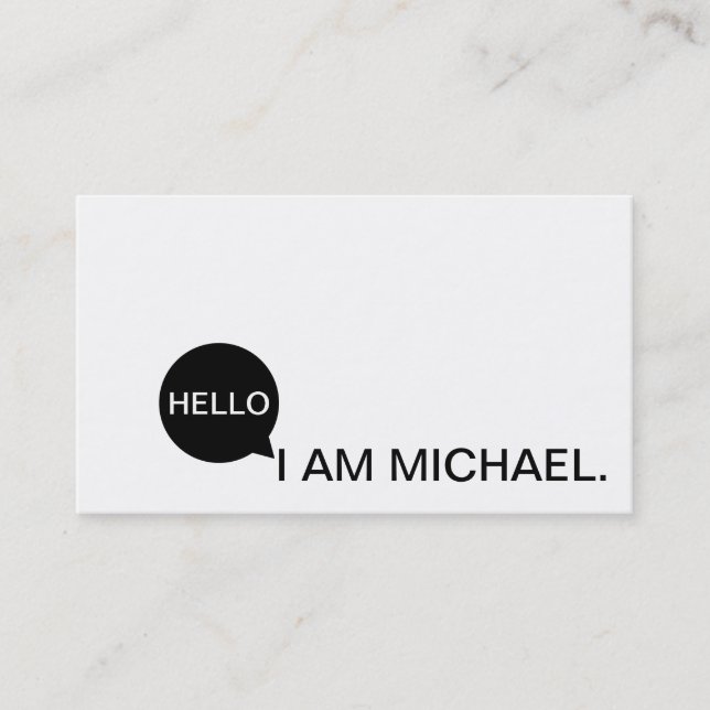 Hello Speech Bubble | Casual Modern Black & White Business Card (Front)