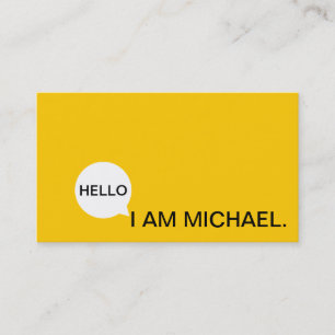 Hello Speech Bubble Casual Modern Black & Yellow Business Card