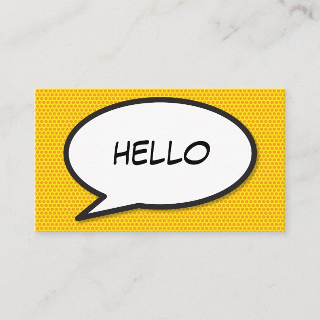 HELLO Speech Bubble Fun Retro Comic Book Business Card (Front)