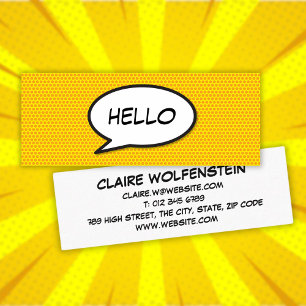 HELLO Speech Bubble Fun Retro Comic Book Mini Business Card