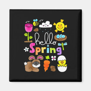 Hello Spring And Easter Bunny Rabbit Kids Girls He Magnet