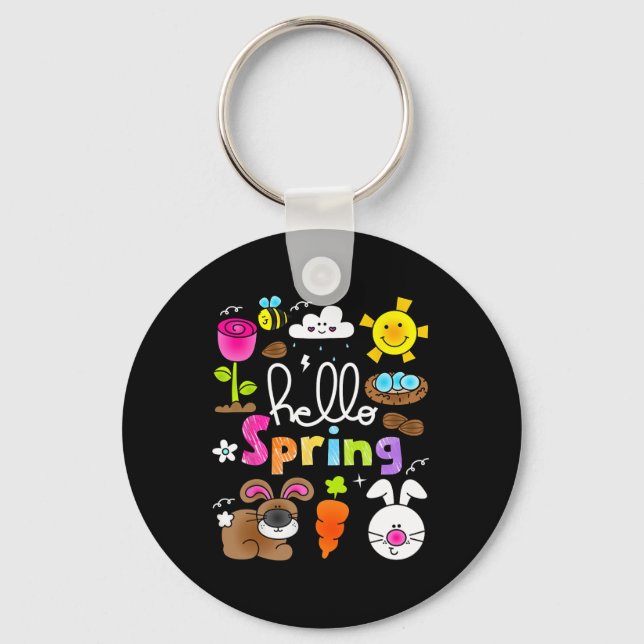 Hello Spring And Easter Day 2025 Bunny Rabbit Spri Key Ring (Front)