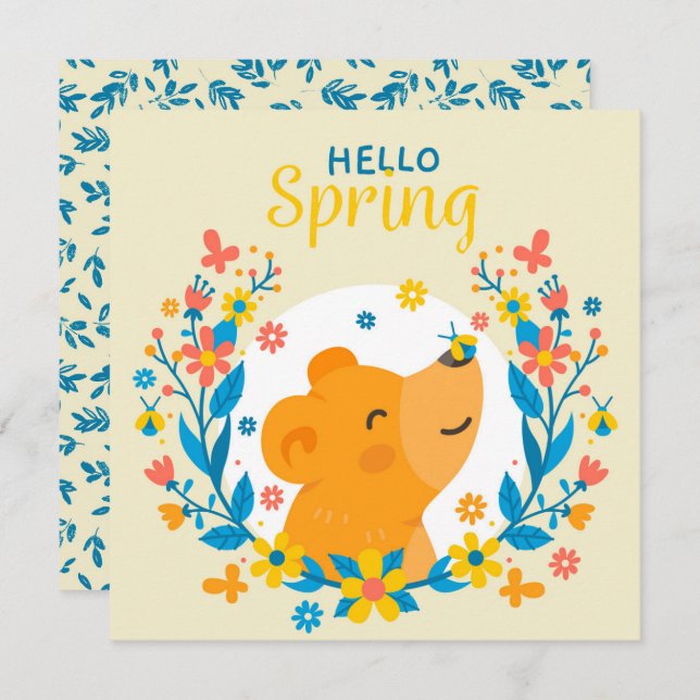 Hello Spring Bear Greeting  Card (Front/Back)