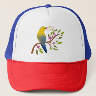 Hello Spring Bird on Branch Hat for Nature Lover
