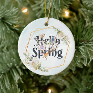 Hello Spring Birds Ceramic Tree Decoration