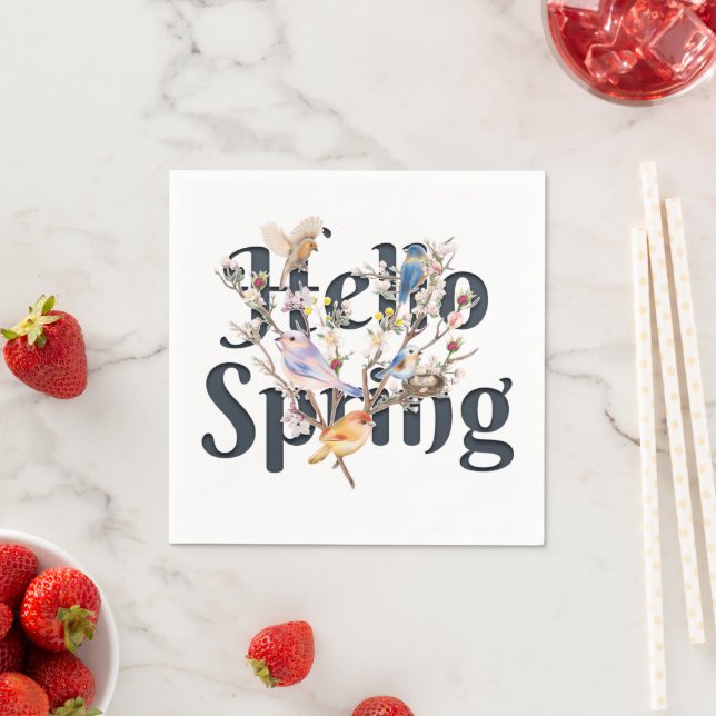 Hello Spring Birds Napkin (Insitu)
