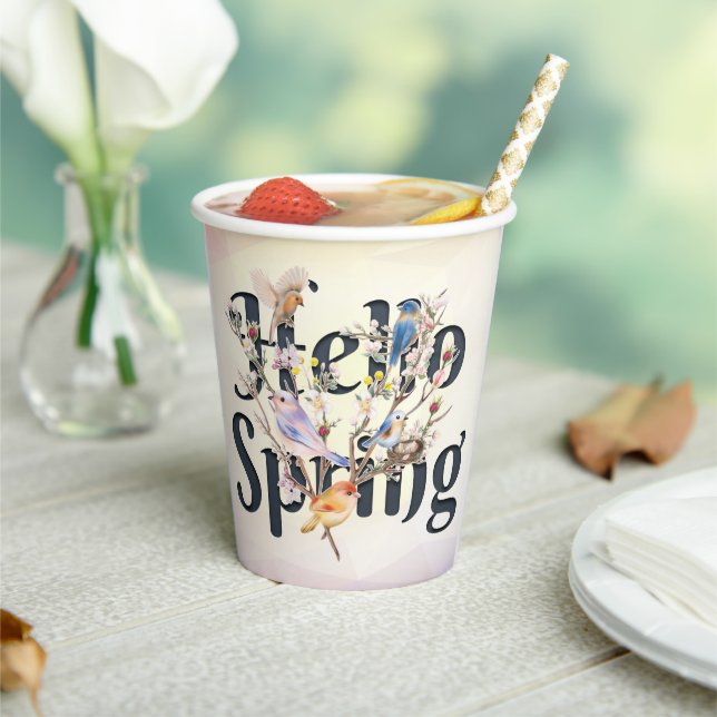 Hello Spring Birds Paper Cups (Insitu)