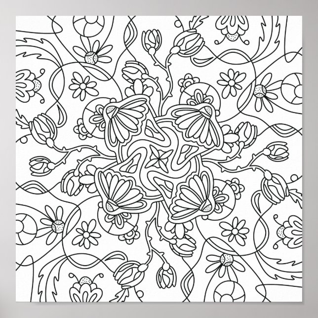Hello Spring: Colour Your Own Flower Poster (Front)
