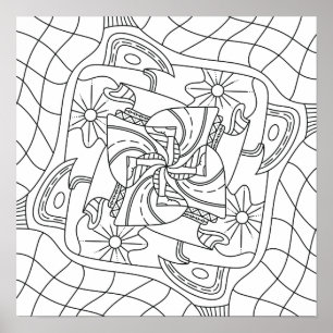 Hello Spring: Colouring Page For Adults Poster