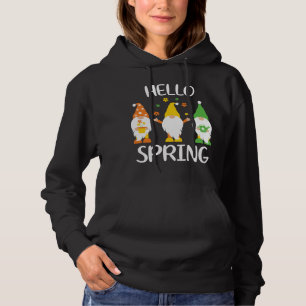 Hello Spring Cute Colourful Gnomes Graphic for Her Hoodie