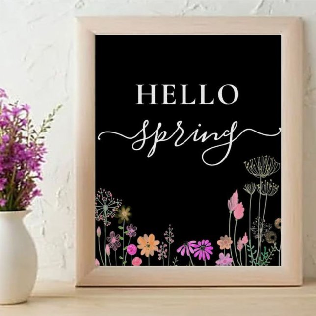 hello spring cute wild flowers floral poster (Creator Uploaded)