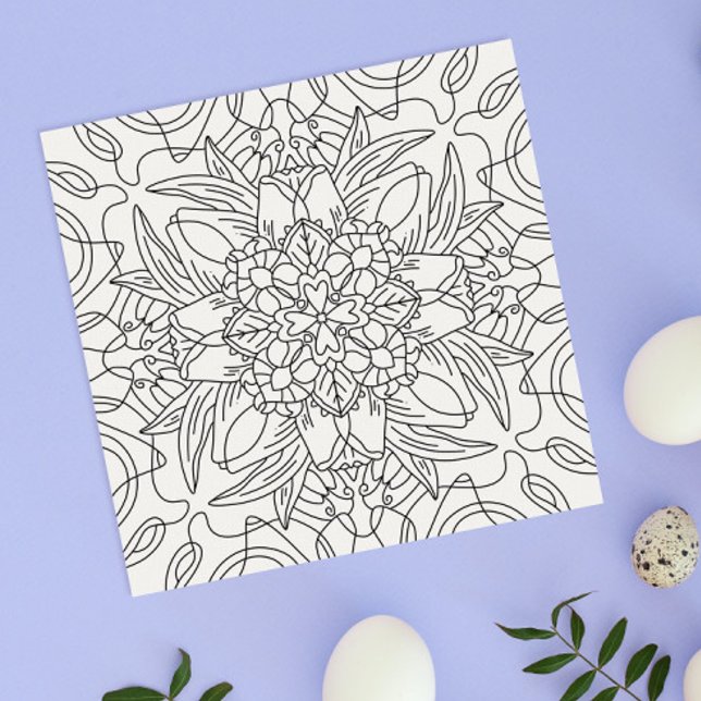 Hello Spring: Floral Abstract Colouring Card (Creator Uploaded)