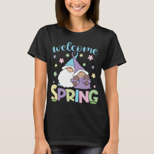 Hello Spring floral Gnomes couple Daisy Flowers sp T-Shirt