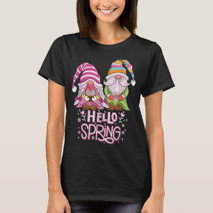 Hello Spring floral Gnomes couple Daisy Flowers sp T-Shirt