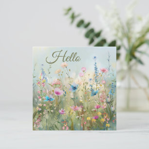 Hello Spring Flowers Greeting  Card