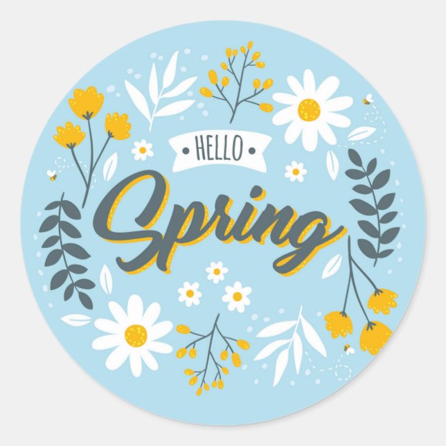 Hello Spring Flowers  Sticker (Front)