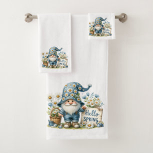 Hello Spring Gnome Towel Trio