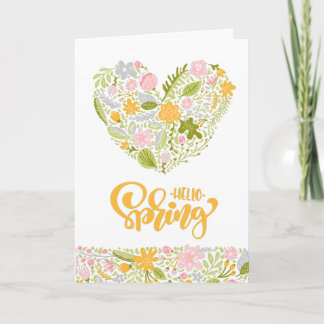 Hello Spring Greeting Card with Floral Heart