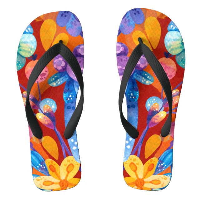 Hello Spring Happiness Time, Colourful Pattern Jandals (Footbed)