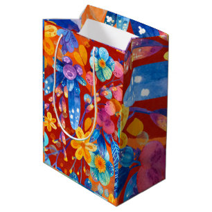 Hello Spring Happiness Time, Floral Colourful Medium Gift Bag