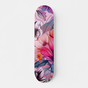 Hello Spring Happiness Time, Floral Watercolor Skateboard