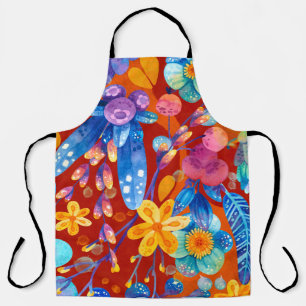 Hello Spring Happiness Time, Orange Yellow Flowers Apron
