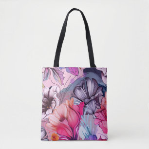Hello Spring Happiness Time, Pink Watercolor Tote Bag