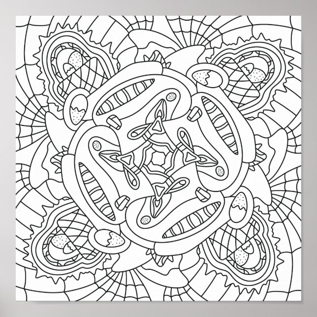 Hello Spring: Happy Easter Colouring Page Poster (Front)