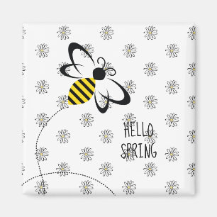 Hello Spring Home Decor with Bee Glass Magnet