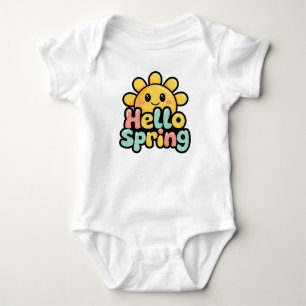 Hello Spring: Kawaii Sun and Tenderous Colors Baby Bodysuit