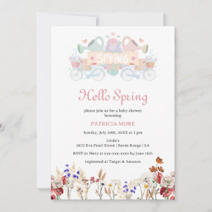 Hello Spring Light Colour Wildflower Baby Shower  Invitation