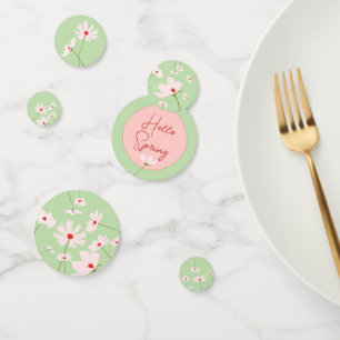 Hello Spring light pink red cosmos flowers floral Confetti