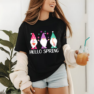 Hello Spring Modern Floral Garden Gnomes   Easter Tri-Blend Shirt
