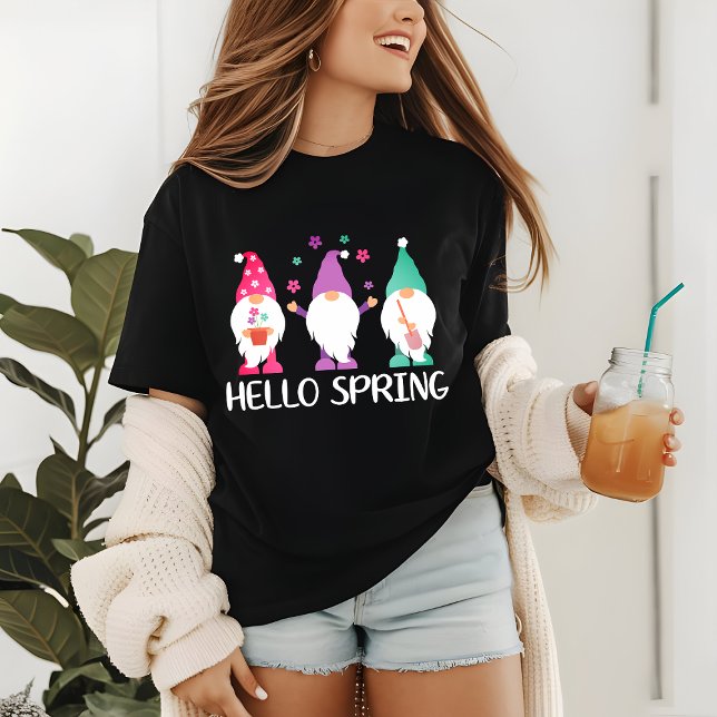 Hello Spring Modern Floral Garden Gnomes | Easter Tri-Blend Shirt (Creator Uploaded)