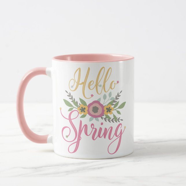 HELLO SPRING - pastel flowers Mug (Left)